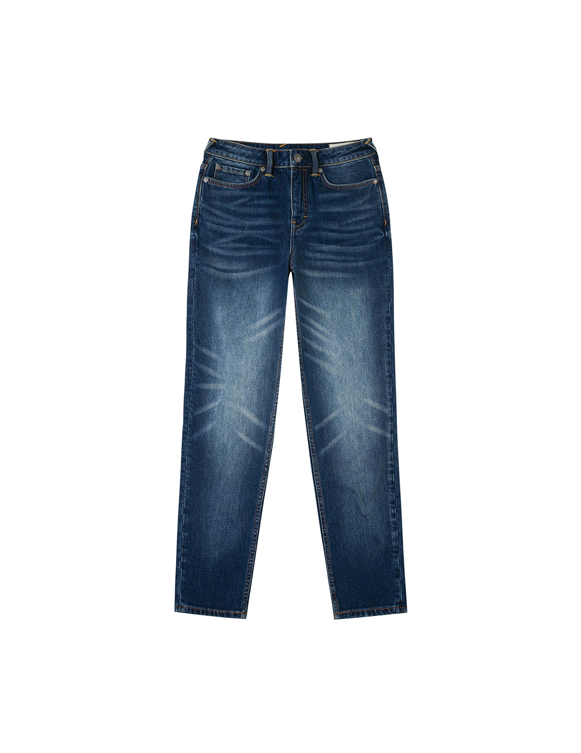 Hollow Fuzzy Cat and Seagull Embroidery Relax Fit Jeans